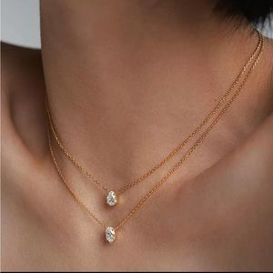 Niche Design Zircon Necklace Water Drop Goose
Egg Oval Stacked